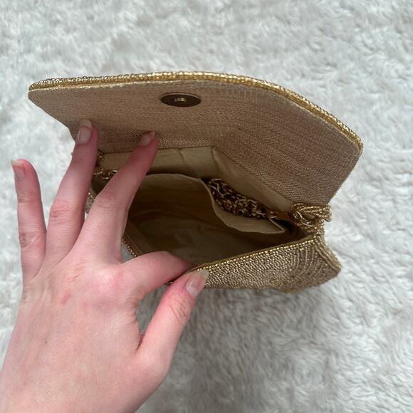 Vintage 60s Gold Fully Rhinestone / Beaded Handbag / Crossbody Purse - Picture 6 of 9